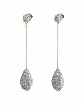 NEW Alexis Bittar Teardrop Drop Earrings Silver Gold C Z Origami AU21
